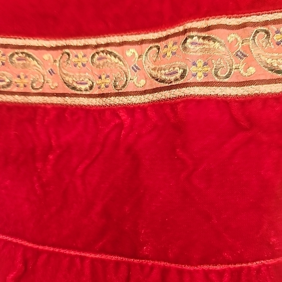 Vintage Italian Velvet Midi Skirt Pink Paisley Metallic Trim - Picture 4 of 9